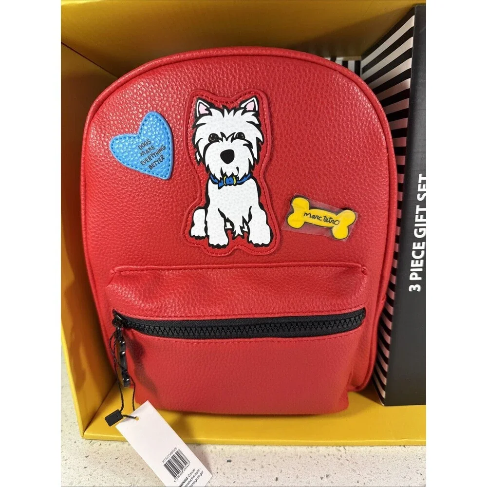 Marc Tetro 3 Pc Gift Set Mini Backpack Keychain Cardholder Purse Scottie‎ Dog